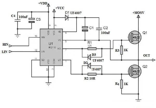 IR2110 MOSFET Driver Circuit