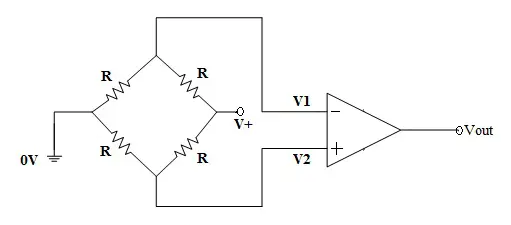Comparator Circuit Using a Wheatstone Bridge Configuration