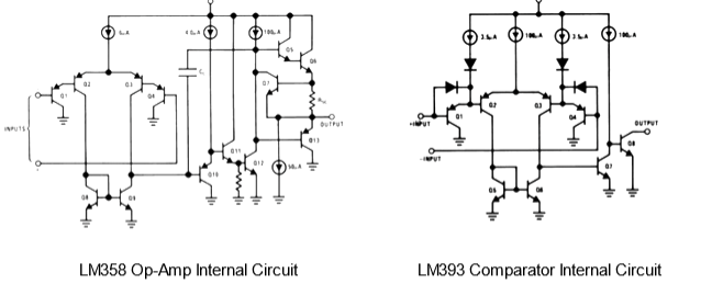 Internal Circuitry of LM358 and LM393